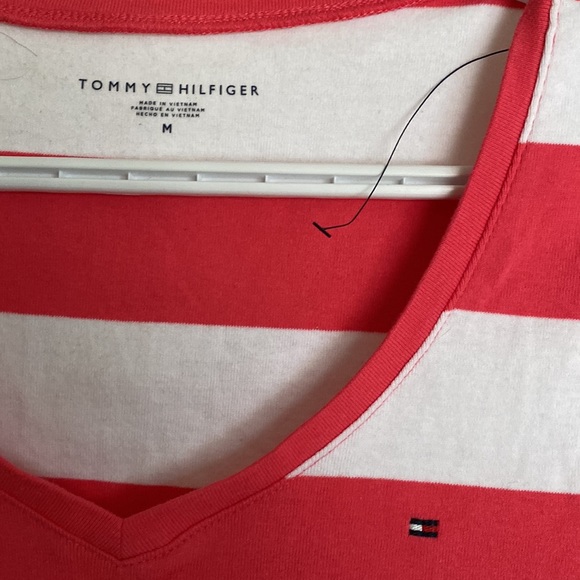 Tommy Hilfigher Stripe Pink and White Shirt size Medium - Picture 2 of 3